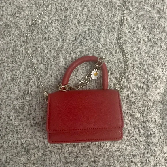 NEW Faux Leather Micro Mini Bag Red Crossbody Pebble Bag - Picture 2 of 5
